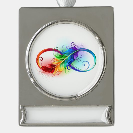 Infineensymbool met regenboogvanger verzilverd banner ornament (Voorkant)