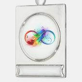 Infineensymbool met regenboogvanger verzilverd banner ornament (Links)