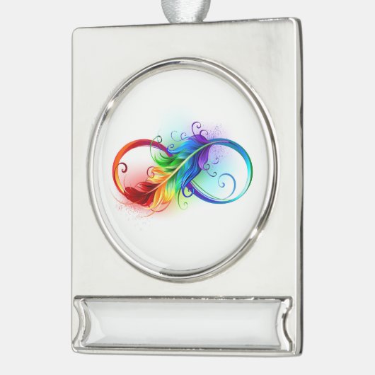 Infineensymbool met regenboogvanger verzilverd banner ornament (Links)