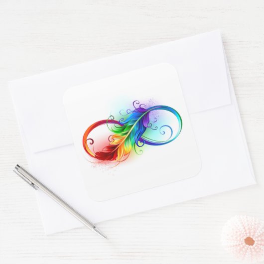 Infineensymbool met regenboogvanger vierkante sticker (Envelop)
