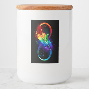 Infineensymbool met regenboogvanger voedselcontainer etiket