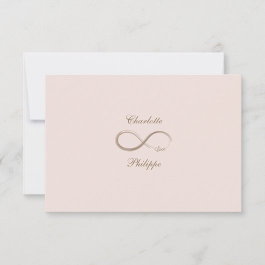 Infinesymbool Gold Blush Roze bruiloft RSVP Kaart (Voorkant)