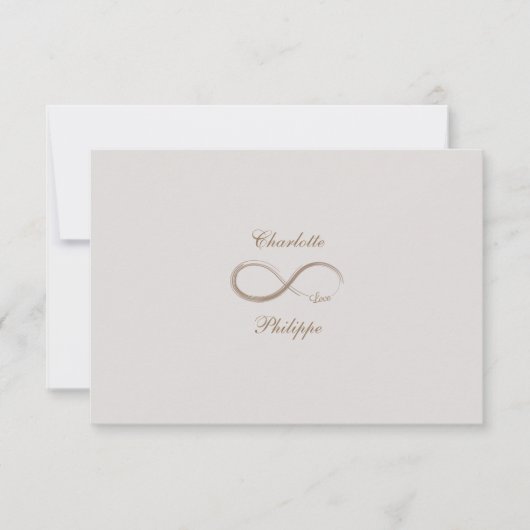 Infinesymbool Gold White Grey bruiloft RSVP Kaart (Voorkant)