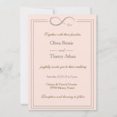 Infineteken unieke koraalroze goudgrijze bruiloft kaart (Voorkant)