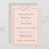 Infineteken unieke koraalroze goudgrijze bruiloft kaart (Voorkant / Achterkant)