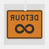 Infinite Detours Sign Cycling Glas Ornament (Achterkant)