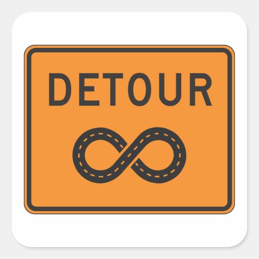 Infinite Detours Sign Cycling Vierkante Sticker (Voorkant)