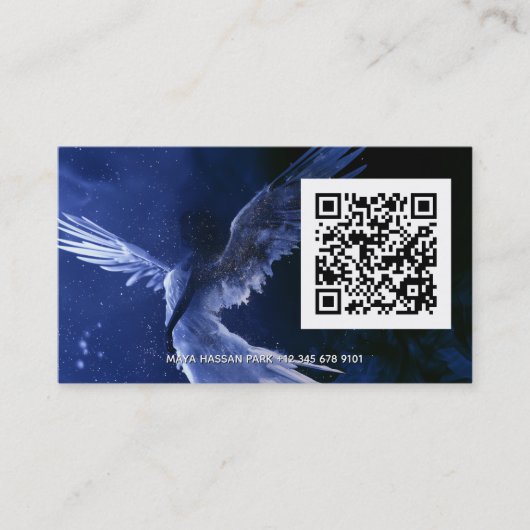 Infinite Grace | Winged Angel QR Code Visitekaartje (Voorkant)