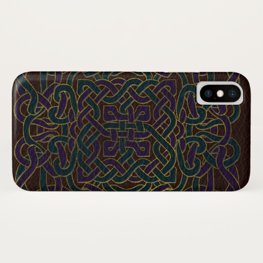 Infinite Keltische Knot Pattern op Leather Case-Mate iPhone Case (Achterkant (horizontaal))