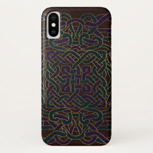 Infinite Keltische Knot Pattern op Leather iPhone X Hoesje