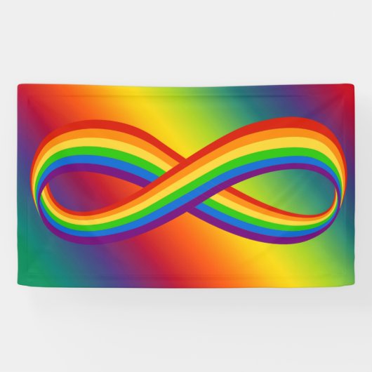 Infinite liefdessymbool regenboogkleuren Oneindigh Spandoek (Horizontaal)
