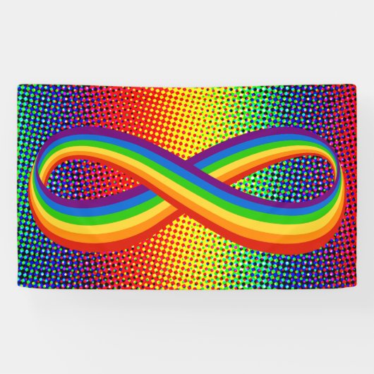 Infinite liefdessymbool regenboogkleuren Oneindigh Spandoek (Horizontaal)