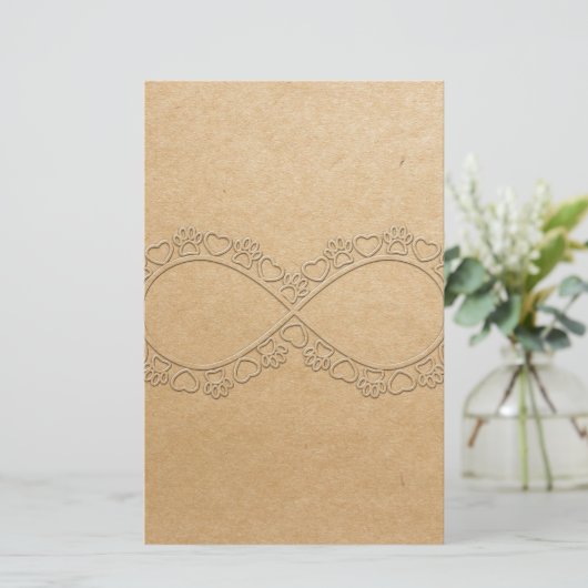 Infinite Love Dog Paw Print Briefpapier (Staand voorkant)