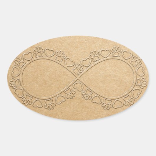 Infinite Love Dog Paw Print Ovale Sticker (Voorkant)