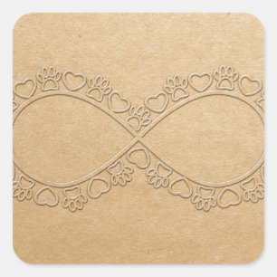 Infinite Love Dog Paw Print Vierkante Sticker