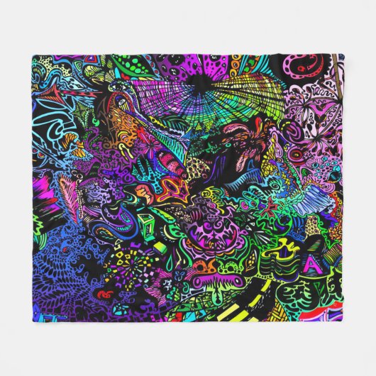 Infinite Psychedelic Rainbow Dimensions Poster Art Fleece Deken (Voorkant (Horizontaal))