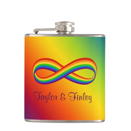 Infinite symbool voor regenboogliefde Aangepaste h Heupfles (Voorkant)