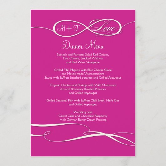 Infinite symboolesteken Infinite Love Wedding Set Menu (Achterkant)