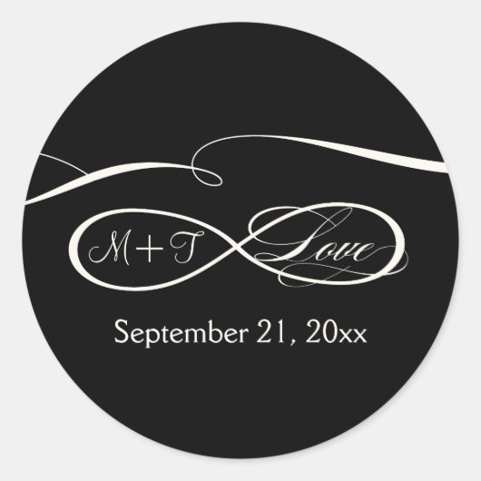 Infinite symboolesteken Infinite Love Weddings set Ronde Sticker (Voorkant)