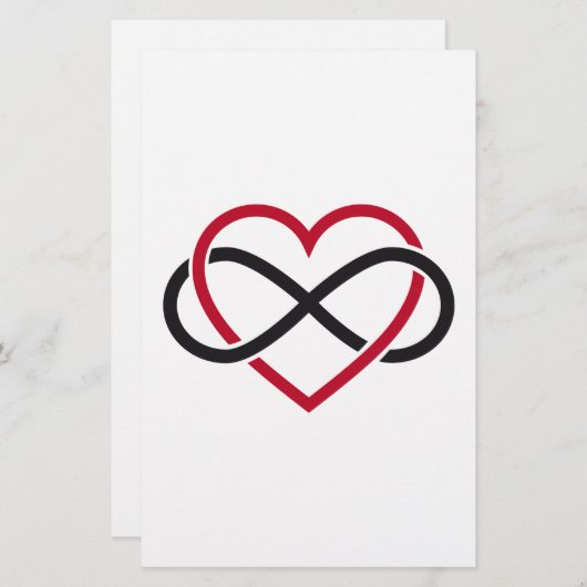 Infiniteit hart, nooit einde liefde briefpapier (Voorkant / Achterkant)
