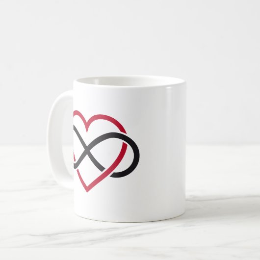 Infiniteit hart, nooit einde liefde koffiemok (Voorkant links)