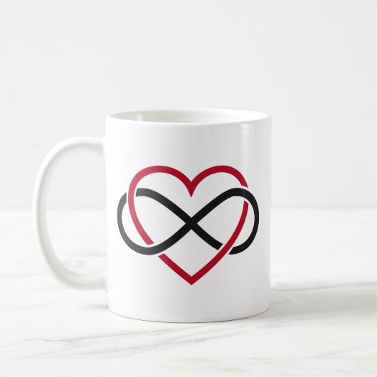 Infiniteit hart, nooit einde liefde koffiemok (Links)