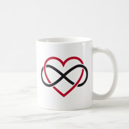 Infiniteit hart, nooit einde liefde koffiemok