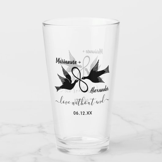 Infiniteit van weddenschap Lovevogels | Aangepaste Glas (Achterkant)