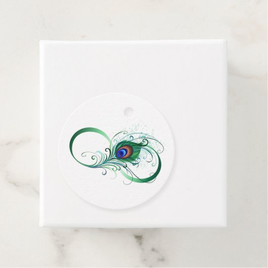 Infiniteitssymbool met Peacockdoether Bedankjes Labels (In situ)