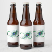 Infiniteitssymbool met Peacockdoether Bier Etiket (Flessen)