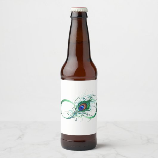Infiniteitssymbool met Peacockdoether Bier Etiket (Voorkant)