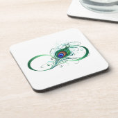 Infiniteitssymbool met Peacockdoether Bier Onderzetter (Linkerzijde)
