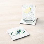 Infiniteitssymbool met Peacockdoether Bier Onderzetter (Rechterzijde)