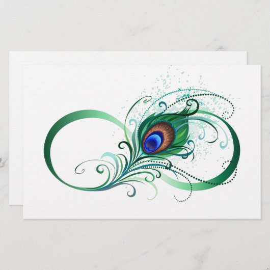 Infiniteitssymbool met Peacockdoether Briefpapier (Voorkant / Achterkant)