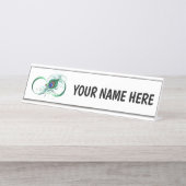 Infiniteitssymbool met Peacockdoether Bureau Naambordje (Voorkant)