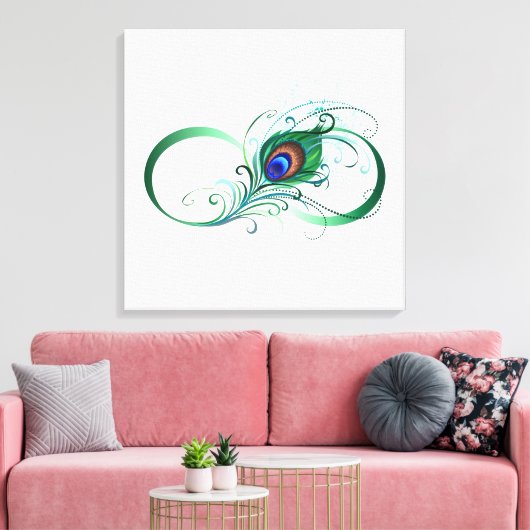 Infiniteitssymbool met Peacockdoether Canvas Afdruk (Insitu (Woonkamer))
