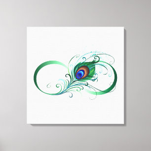 Infiniteitssymbool met Peacockdoether Canvas Afdruk