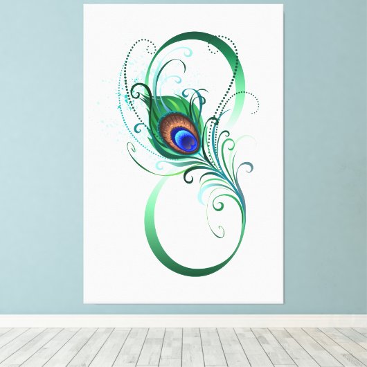 Infiniteitssymbool met Peacockdoether Canvas Afdruk (Insitu (Houten vloer))