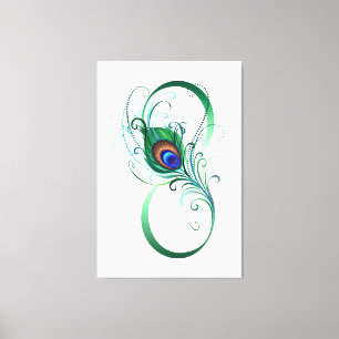 Infiniteitssymbool met Peacockdoether Canvas Afdruk