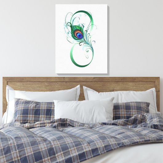 Infiniteitssymbool met Peacockdoether Canvas Afdruk (Insitu (Slaapkamer))