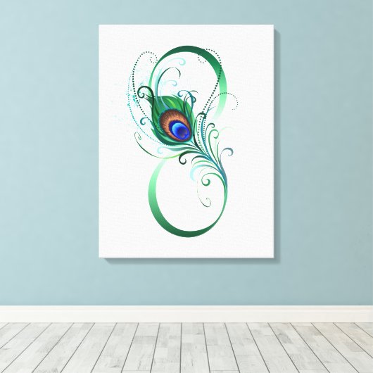 Infiniteitssymbool met Peacockdoether Canvas Afdruk (Insitu (Houten vloer))