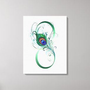 Infiniteitssymbool met Peacockdoether Canvas Afdruk