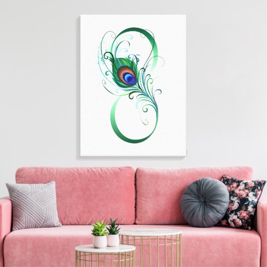 Infiniteitssymbool met Peacockdoether Canvas Afdruk (Insitu (Woonkamer))