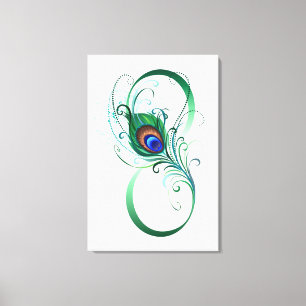 Infiniteitssymbool met Peacockdoether Canvas Afdruk