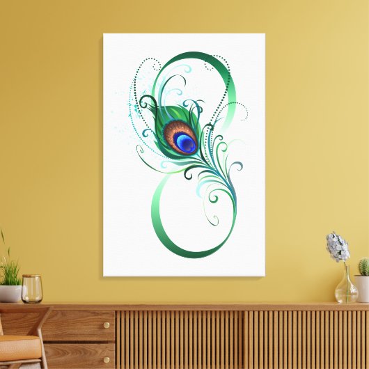 Infiniteitssymbool met Peacockdoether Canvas Afdruk (Insitu (Woonkamer))