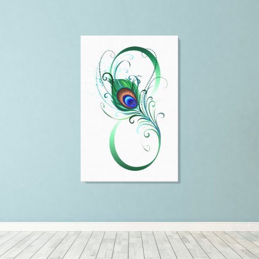 Infiniteitssymbool met Peacockdoether Canvas Afdruk (Insitu (Houten vloer))