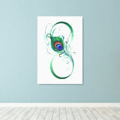 Infiniteitssymbool met Peacockdoether Canvas Afdruk (Insitu (Houten vloer))