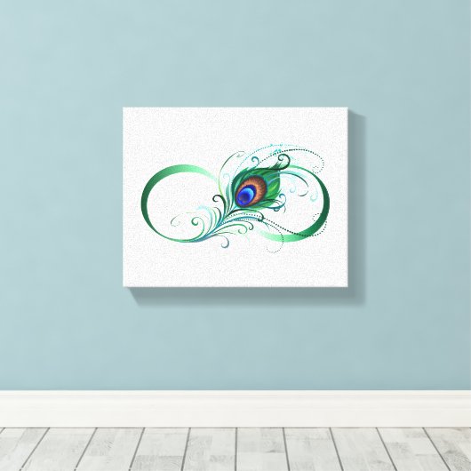 Infiniteitssymbool met Peacockdoether Canvas Afdruk (Insitu (Houten vloer))
