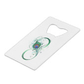 Infiniteitssymbool met Peacockdoether Creditkaart Flessenopener (Achterkant Gekanteld)