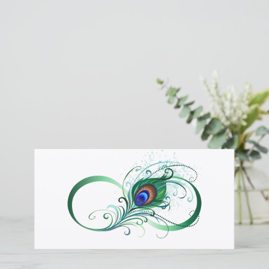 Infiniteitssymbool met Peacockdoether Feestdagenkaart (Staand voorkant)